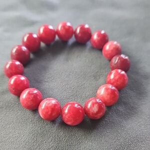 Rhodochrosite Beaded Bracelet - 10mm Beads.